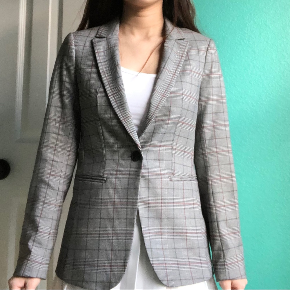 H&M Grey plaid blazer
